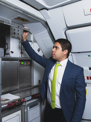 Flight Attendant in Galley